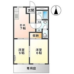 オクトハイム 2DKの間取図画像