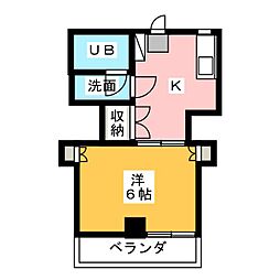 メゾン五郎丸 1Kの間取図画像