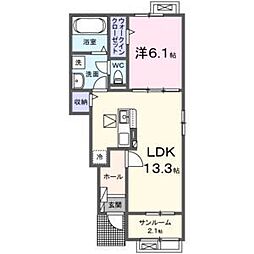 サンモール2 1LDKの間取図画像