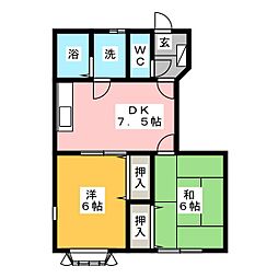 クレストール松浦 2LDKの間取図画像