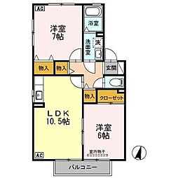 カーサ 2LDKの間取図画像