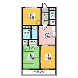 フレグランス若葉 3DKの間取図画像