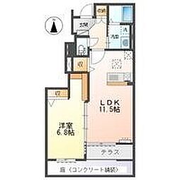 ベルトーネ 1LDKの間取図画像