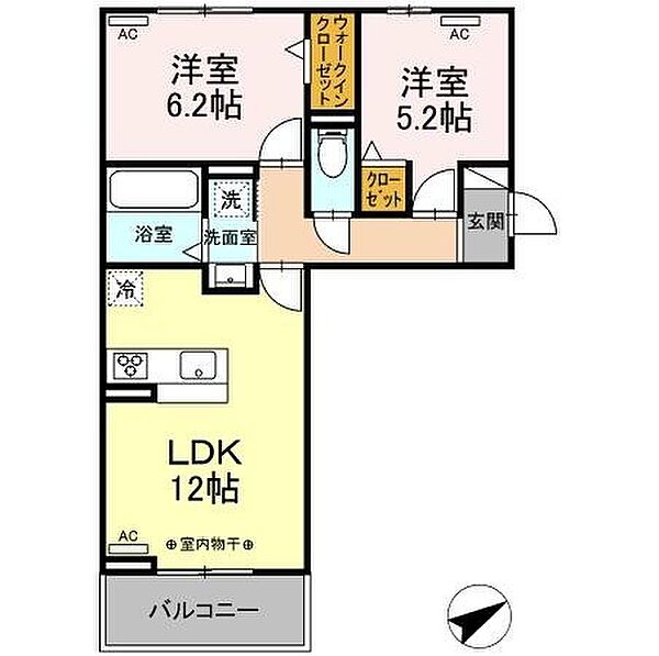 GRAND　D-ROOM浄水　N棟 203｜愛知県豊田市浄水町伊保原(賃貸アパート2LDK・2階・53.76㎡)の写真 その2