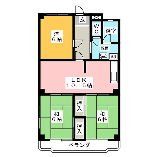 矢頭ハイツ ｜愛知県豊田市下市場町６丁目(賃貸マンション3LDK・4階・60.00㎡)の写真 その2