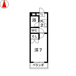 エクセレンス浄水 1Kの間取図画像