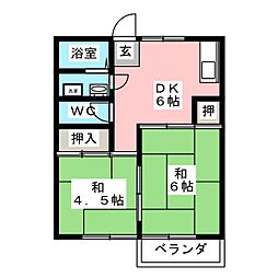 メゾン竜神 2DKの間取図画像