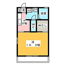 ディアス上原 1Kの間取図画像