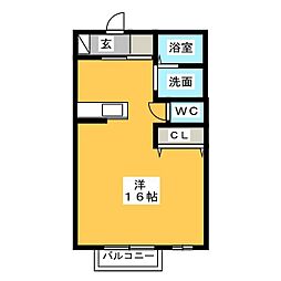グランモアロイヤル ワンルームの間取図画像