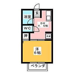 シャルムともみA 1DKの間取図画像