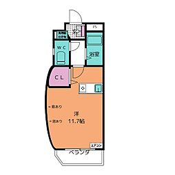 山之手通りFLAT ワンルームの間取図画像