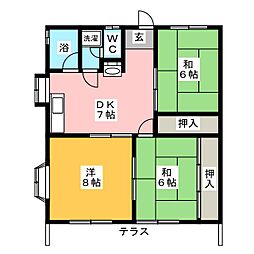 新豊龍荘 3DKの間取図画像
