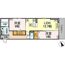 GRAND D-ROOM平芝 2LDKの間取図画像