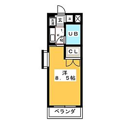 クラウン杉本C 1Kの間取図画像