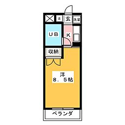 クラウン杉本C 1Kの間取図画像