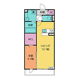 CROWNSUGIMOTO-J 1LDKの間取図画像