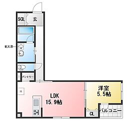 仮称)金谷町新築計画(共同住宅) 1LDKの間取図画像