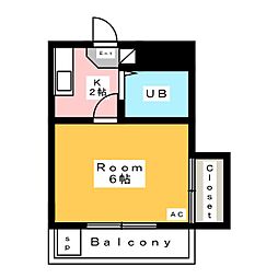 ＣｏＣｏ城南 3階1Kの間取り