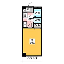 サンレジデンス 2階1Kの間取り