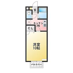 コーポみやび 1Kの間取図画像