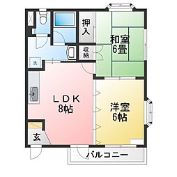 パストラルハイム 2DKの間取図画像
