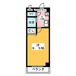 A・City桜町 1Kの間取図画像