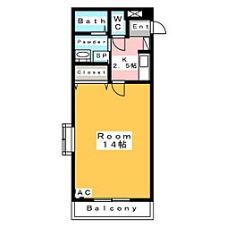 リバーサイドイヴ 1Kの間取図画像