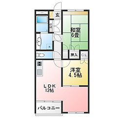 レジデンス瓦 2LDKの間取図画像