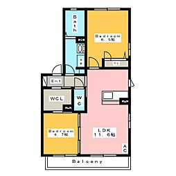 メゾン城阿原 2LDKの間取図画像