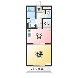 アップルヒルズ 1DKの間取図画像
