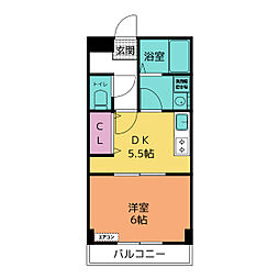 ビッセル今村 1DKの間取図画像
