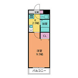 A・City東新町 1Kの間取図画像