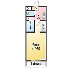 A・City明治本町 1Kの間取図画像
