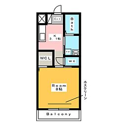 アネックスコンフォ 1Kの間取図画像
