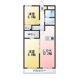 シエルシャン 2LDKの間取図画像