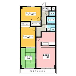 フェリス二本木 3LDKの間取図画像