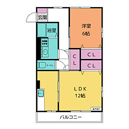 リヴェール 1LDKの間取図画像