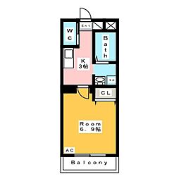 A・City桜井城向 1Kの間取図画像