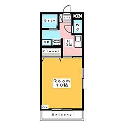 レイスペース小川A 1Kの間取図画像