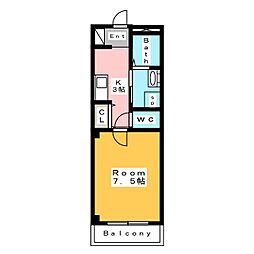 グラニート・テンB 1Kの間取図画像