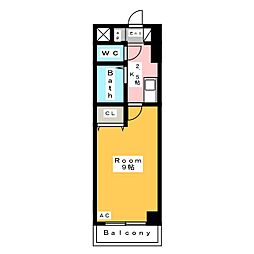A・City朝日町 1Kの間取図画像