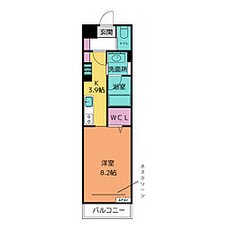 ドゥエル常楽住吉 1Kの間取図画像