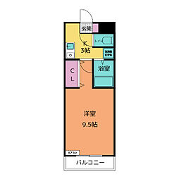 A・City明治本町 1Kの間取図画像