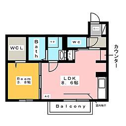 ラヴィベールB 1LDKの間取図画像
