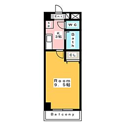 A・City桜町 1Kの間取図画像