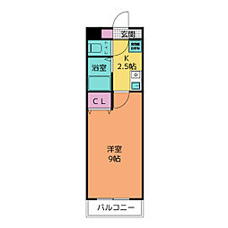 A・City東栄 1Kの間取図画像