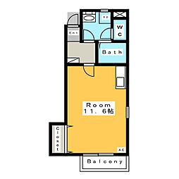 リブレア.サンフォーレスト ワンルームの間取図画像