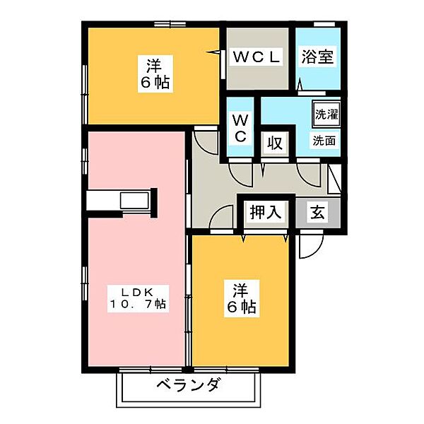 グラン　ブランシェ ｜愛知県清須市朝日愛宕(賃貸アパート2LDK・2階・57.70㎡)の写真 その2