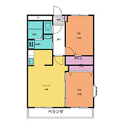 ファミーユ・エネ 3階2LDKの間取り