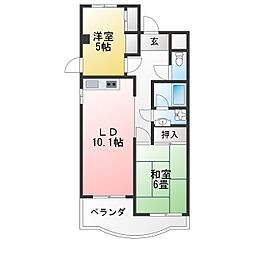 アーベルグ瀬邊 2LDKの間取図画像